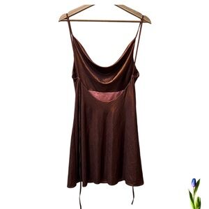 Elegant Brown Copper Mini Dress
